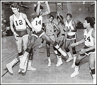 Gary Silver, George Randall, Jeff Briscoe, and Doug Sew battle for Parkview Panthers